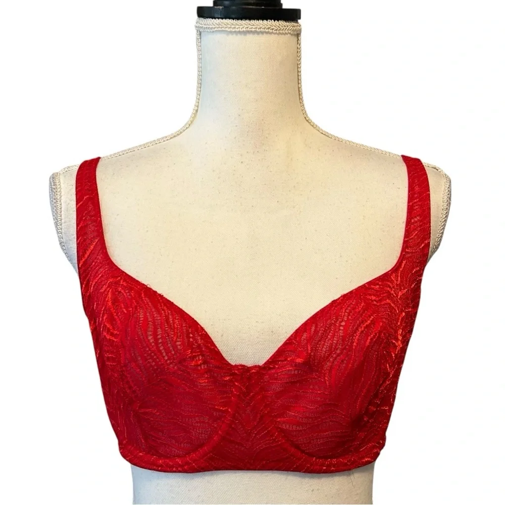 Victoria's Secret Very Sexy Underwire Unlined Balconet‎ Bra SZ 32DDD in Red